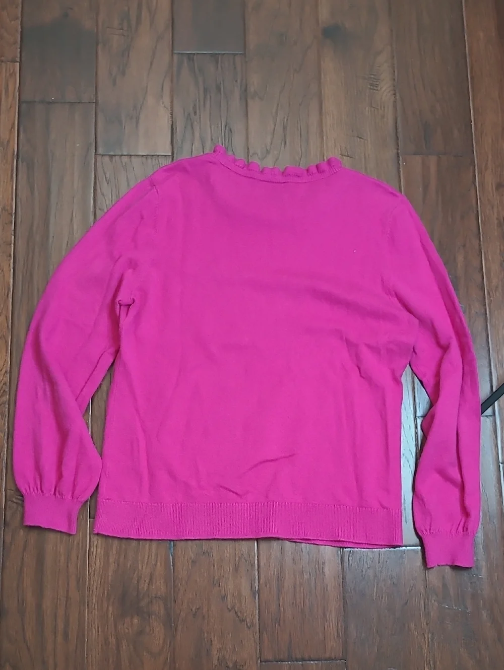 Talbots Cranberry/Magenta Ruffled Crewneck Lightweight Sweater size Large